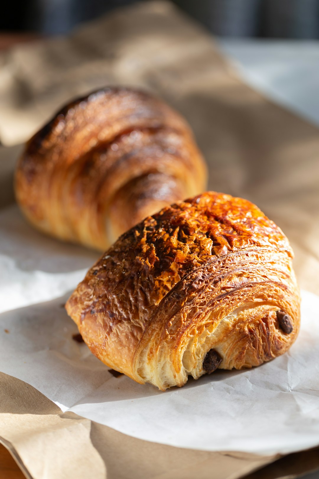 Chocolate Croissant and Butter Croissant from Kingston Bread + Bar in Kingston, NY.